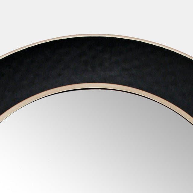 35" Round Metal Mirror W/ Gold Rim in Black - HER Home Design Boutique